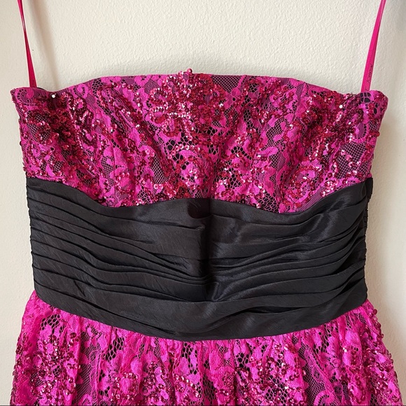 NWT Betsey Johnson Twinklebelle Sequin & Lace Tiered Strapless Dress | Size 4 - Picture 2 of 11